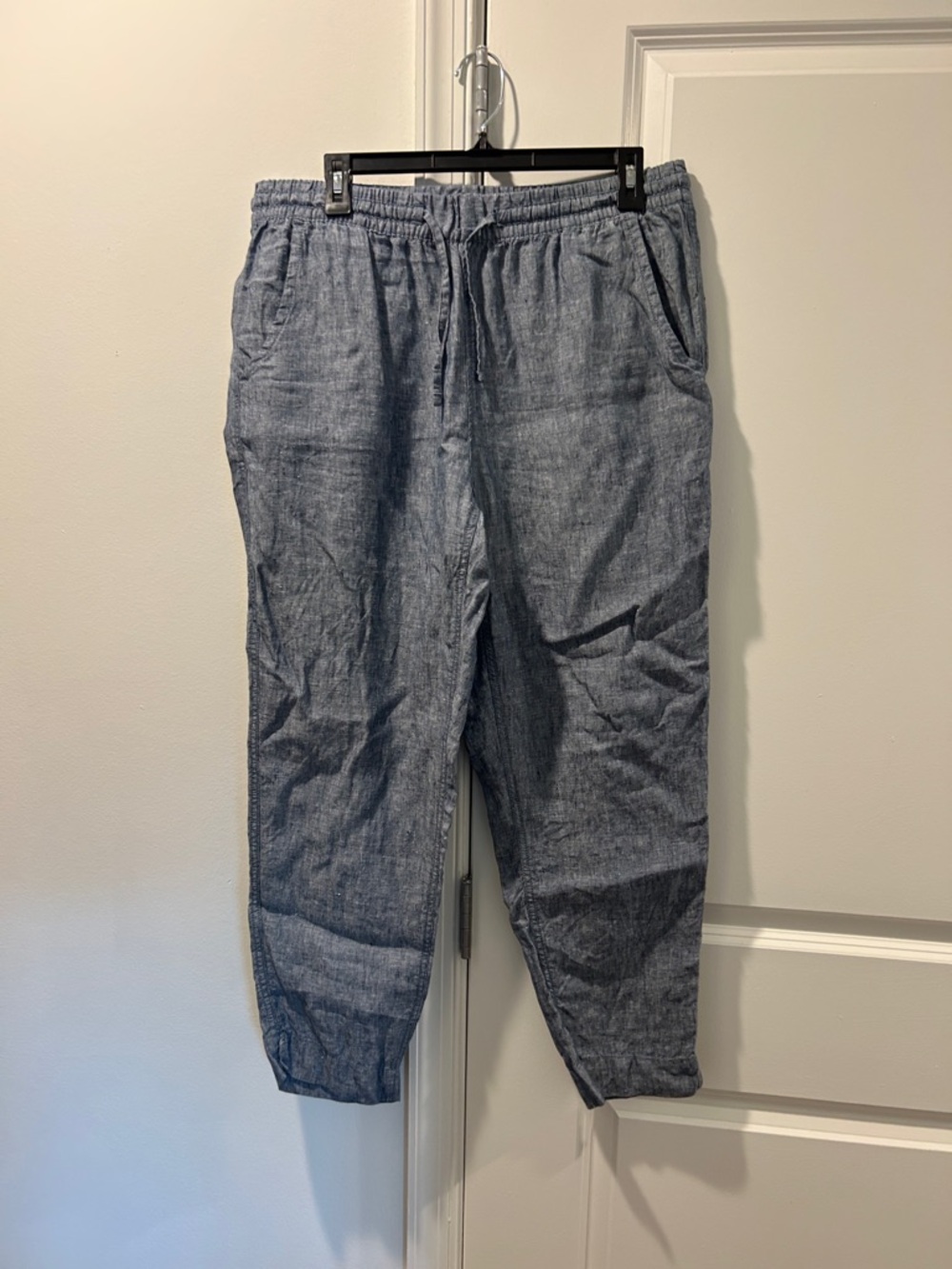 L.L. Bean Women's Chambray-Style Drawstring Joggers - Blue